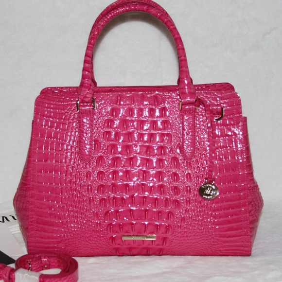Brahmin Handbags - NWT Brahmin Small Finley Satchel Paradise Pink Melbourne Leather Purse